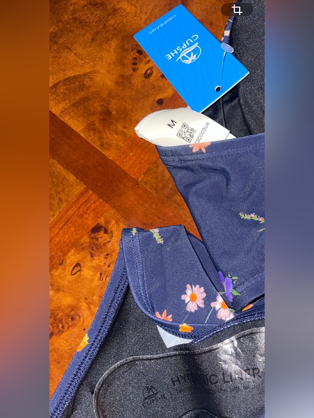 Cupshe Navy Floral High-Waist Bikini Set - Picture 7 of 7